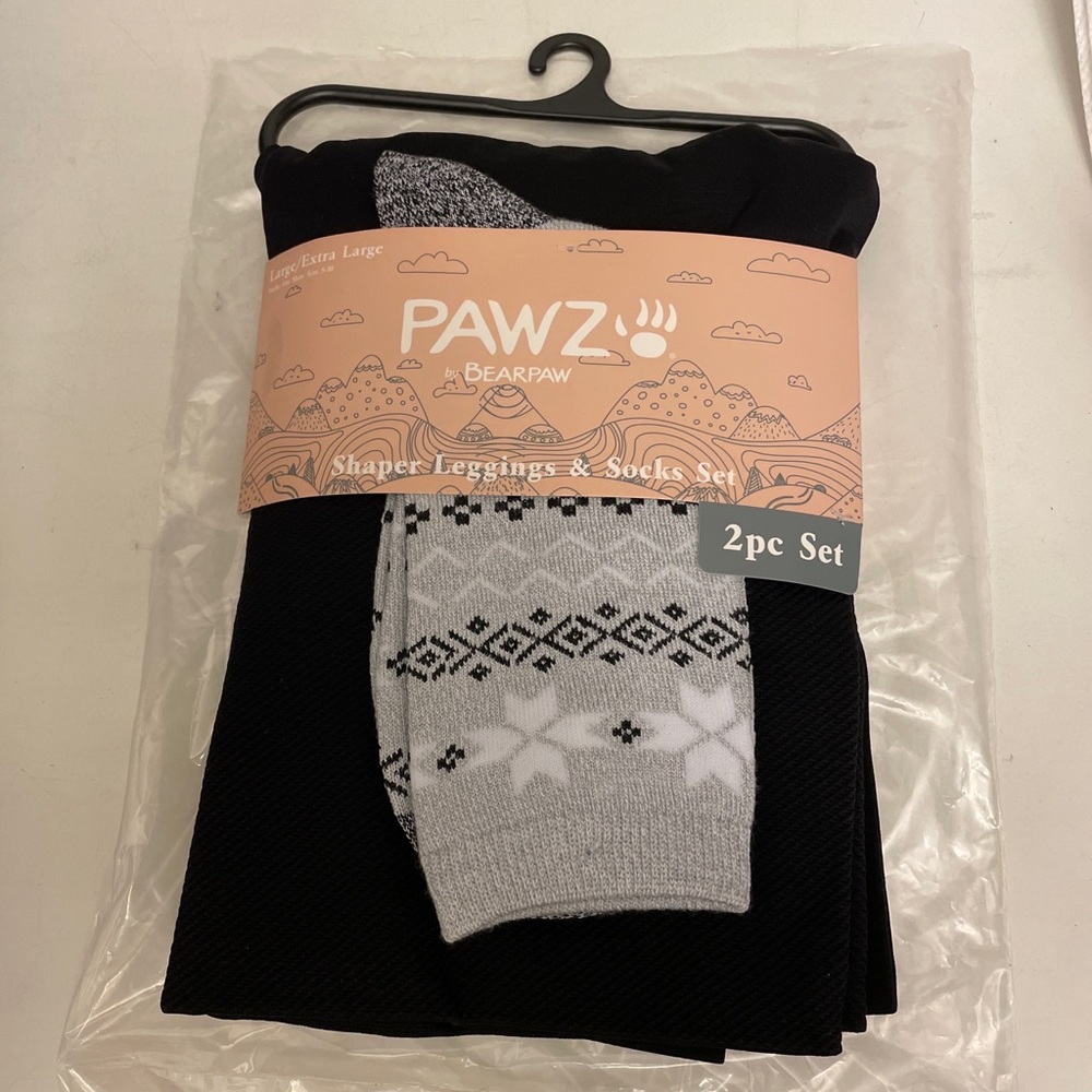 NWT Pawz by BearPaw Shaper Legging & Socks Set Various Sizes.